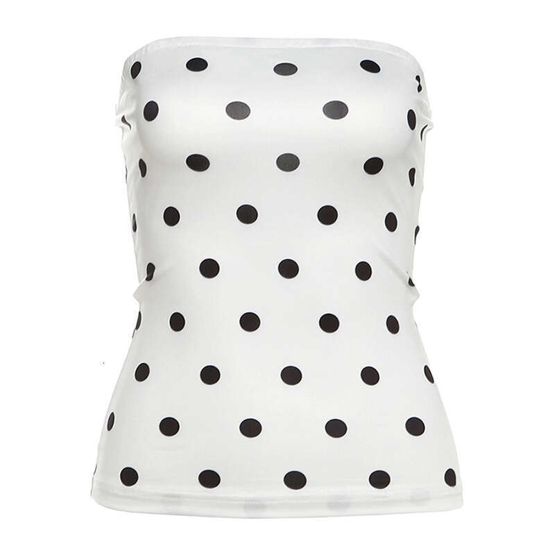 2025 Summer New Elegant Polka Dot Sexy Strapless Crop Top Versatile Camisole for Women 13d