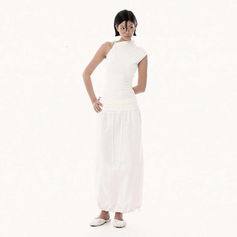 INS Style 2024 Summer New Women's Solid Color Slim Fit Street Fashion Sleeveless Top a7a
