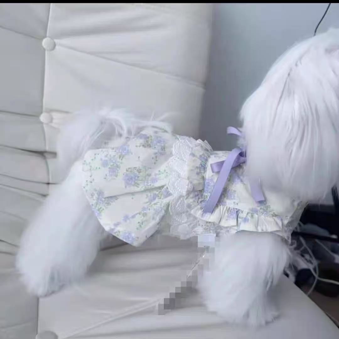 T813 Small Dog Cat Cute Princess Violet Dopamine Style Pet Dress