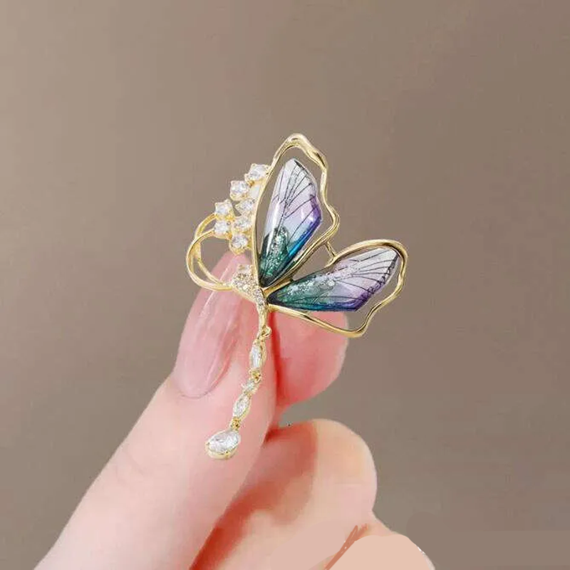 Butterfly Brooch for Women High-End Niche Elegant Pin Fixed Clothing Suit Pearl Accessory