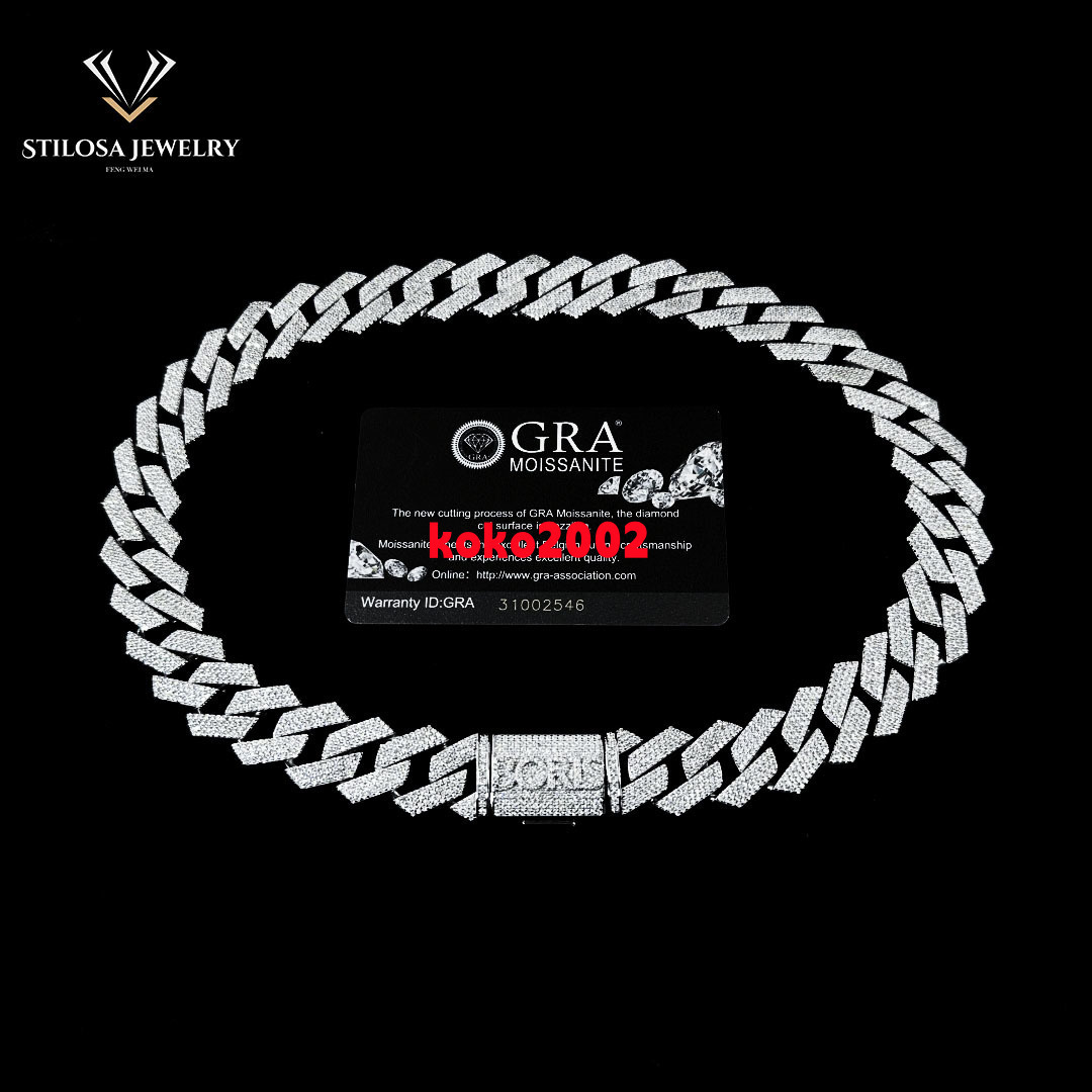 Hip Hop Cuban Chain 18mm Customized Size Necklaces Vvs Moissanite Necklace With Sterling Silver Fashion Jewelry