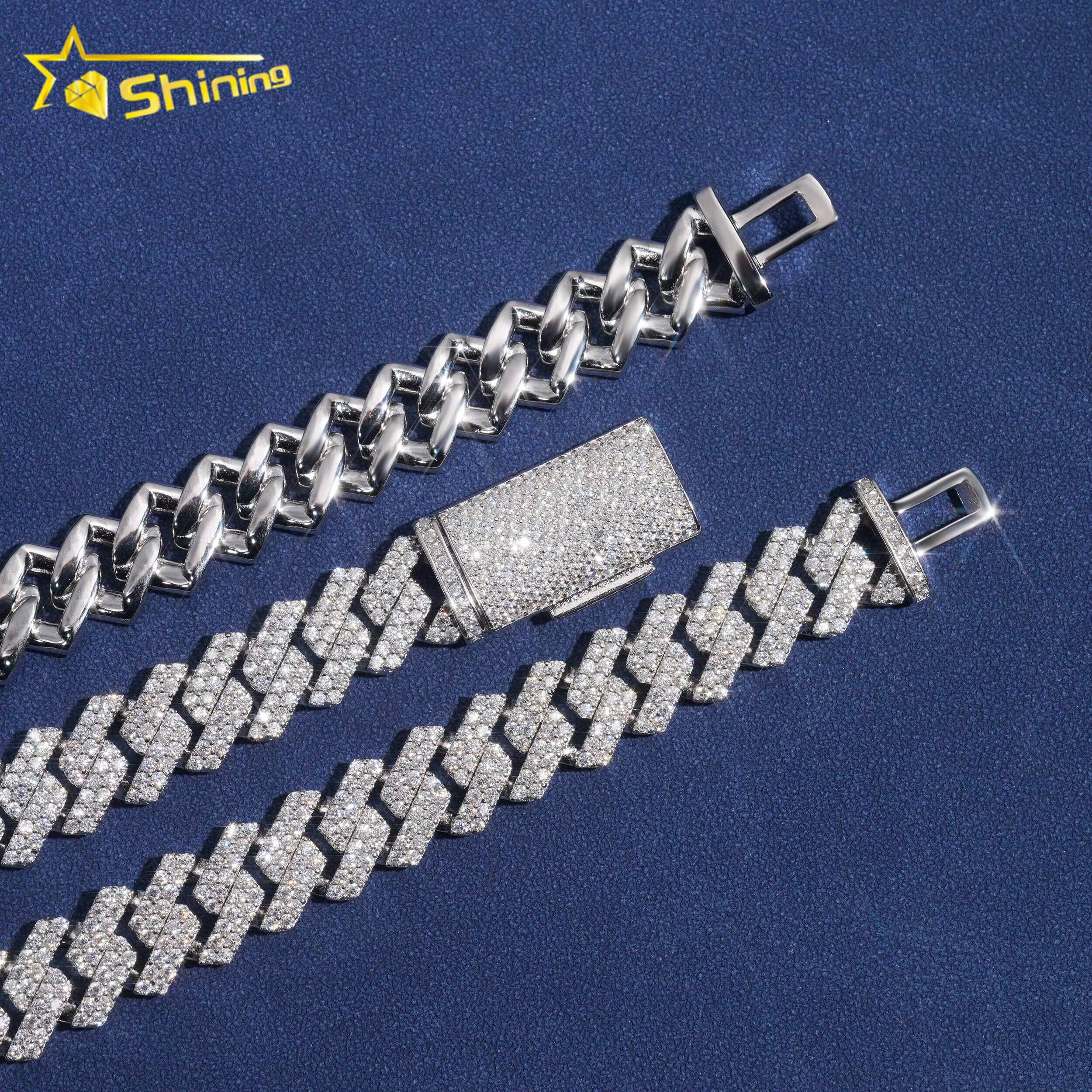 Fast Shipping 12mm Chain 925 Sterling Silver Gold Plated Hip Hop VVS D Color Moissanite Cuban Link Chain