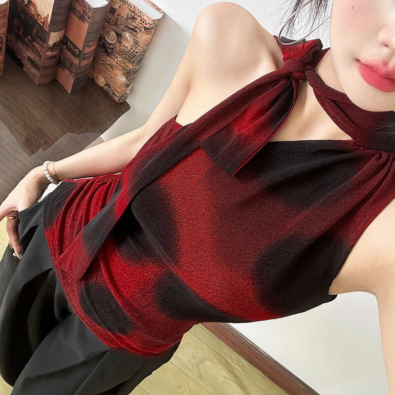 INS Style 2025 Spring New Women's Solid Color Slim Street Fashion Halter Neck Sleeveless Tank Top 842