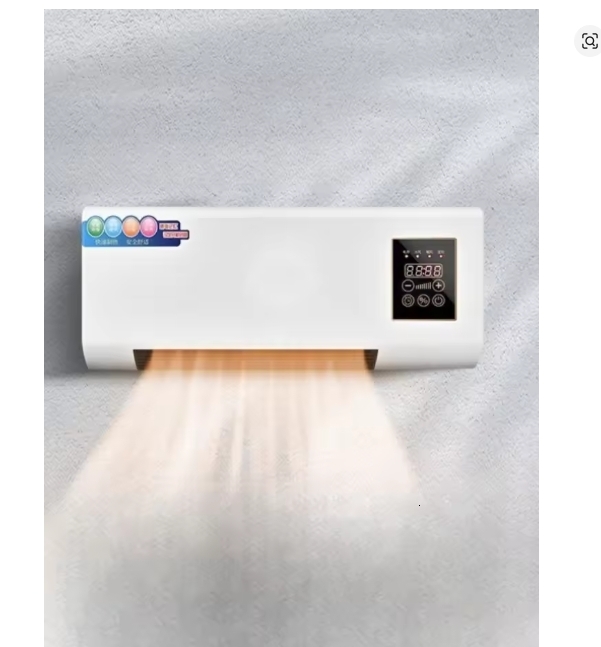 Wall-Mounted Cool/Warm Air Blower Remote Control - Silent Heater Adjustable Temp Energy Saving Low Noise No Light
