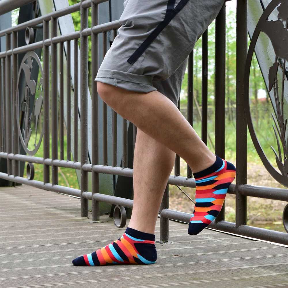 6 Pairs Men Novelty Fashion Colorful Casual Ankle Short Socks Harajuku Grid Space Cotton Happy Funny Men Women Socks X250725