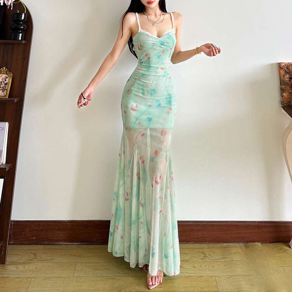 2025 Summer INS Style New Elegant High-End Slimming Waist-Cinching Sleeveless Dress 76a