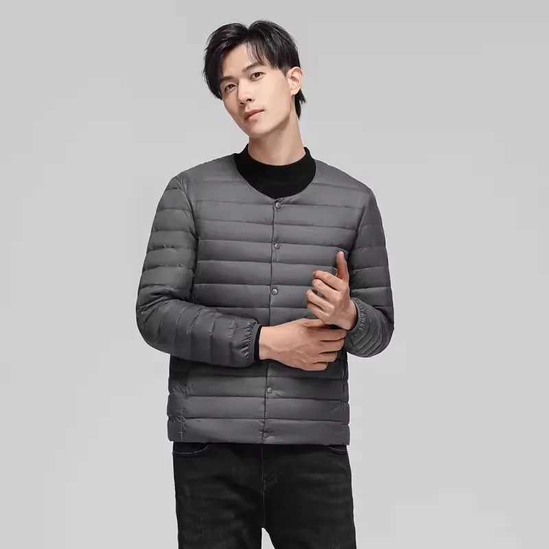 0-10 Men Down Jackets 2024 New Autumn Ultra Light Male Collarless Duck Down Coat Puffy Quilted Lining Outerwear Thin Parkas X250725