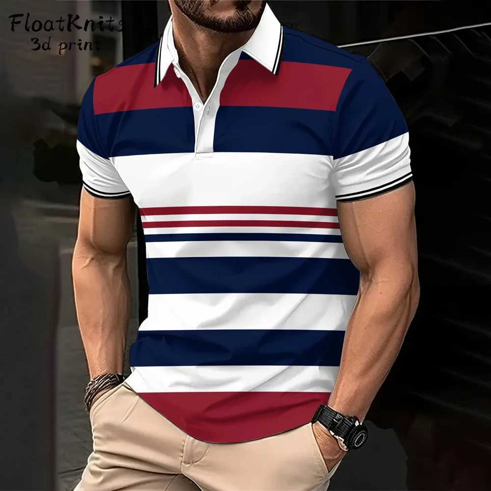 Business Striped Polo Shirts for Men Summer Quick-Drying Mens Short Sleeve Tee Fashion Mens Clothing Lapel Polo Man T Shirts XJ250725