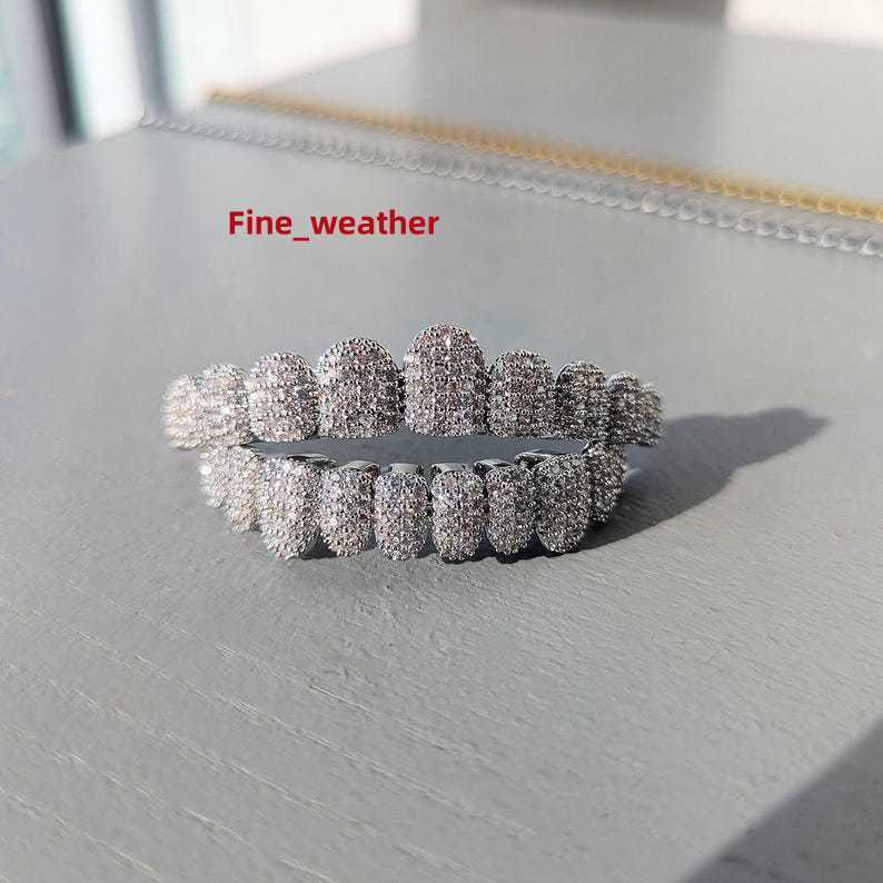 Custom 925 Silver Iced Out VVS Moissanite Grillz Teeth Can Diamond test Men Hiphop Jewelry rapper grillz iced out grillz