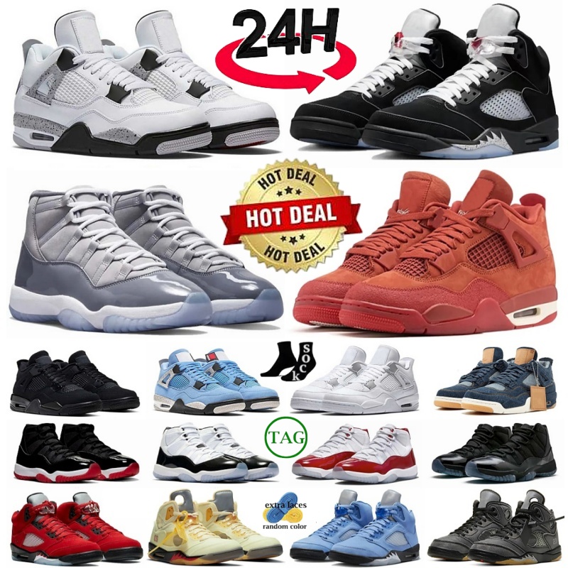Designer shoes 4s 5s 11s Basketball Shoes Cool Grey Cherry UNC Red Racer Black cat Black metallic white Cement Reimagined nigel sylvestet Men Sports Outdoor shoes