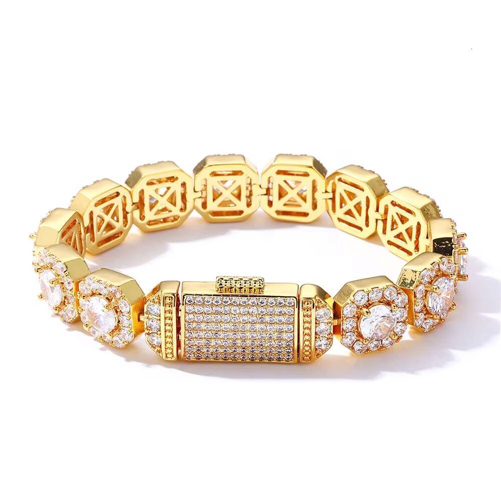 Hip Hop S925 Silver Moissanite Bracelet Cross Border Rock Candy Chain Stylish Classic Trendy Jewelry for Men