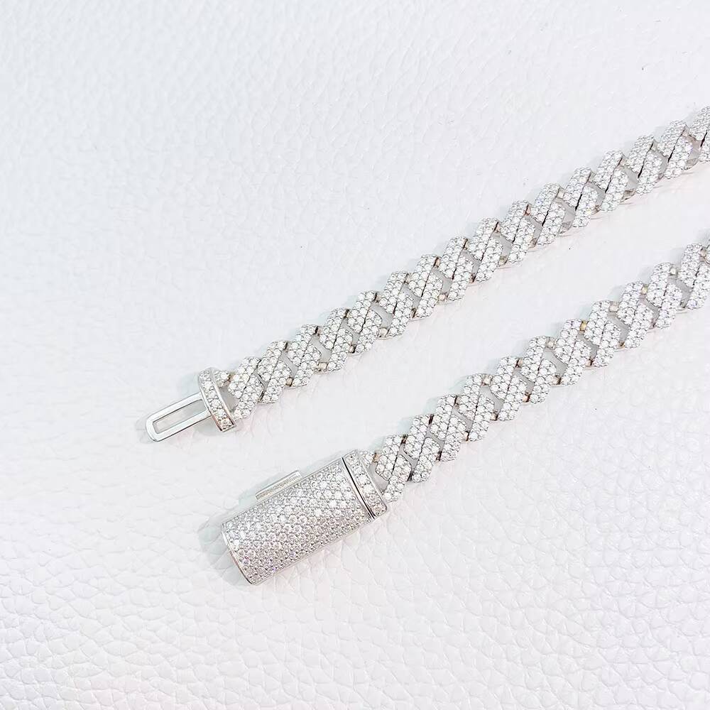 Trendy Cuban Chain Necklace Moissanite 8mm Diamond Iced Out Personalized Necklace 925 Sterling Silver