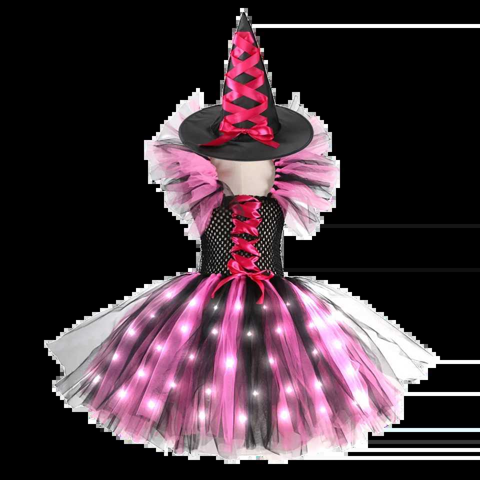 Halloween Cosplay Witch Girl Dress Luminous LED Costume Kids Children Carnival Vestidos Par Witch Lights Up Dress Z250725