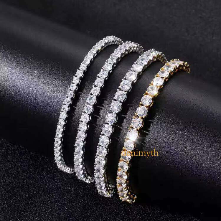 5mm 6.5mm Dia Sier Gold Plated VVS Moissanite Tennis Chain Fine Jewelry Bracelet for Men Women