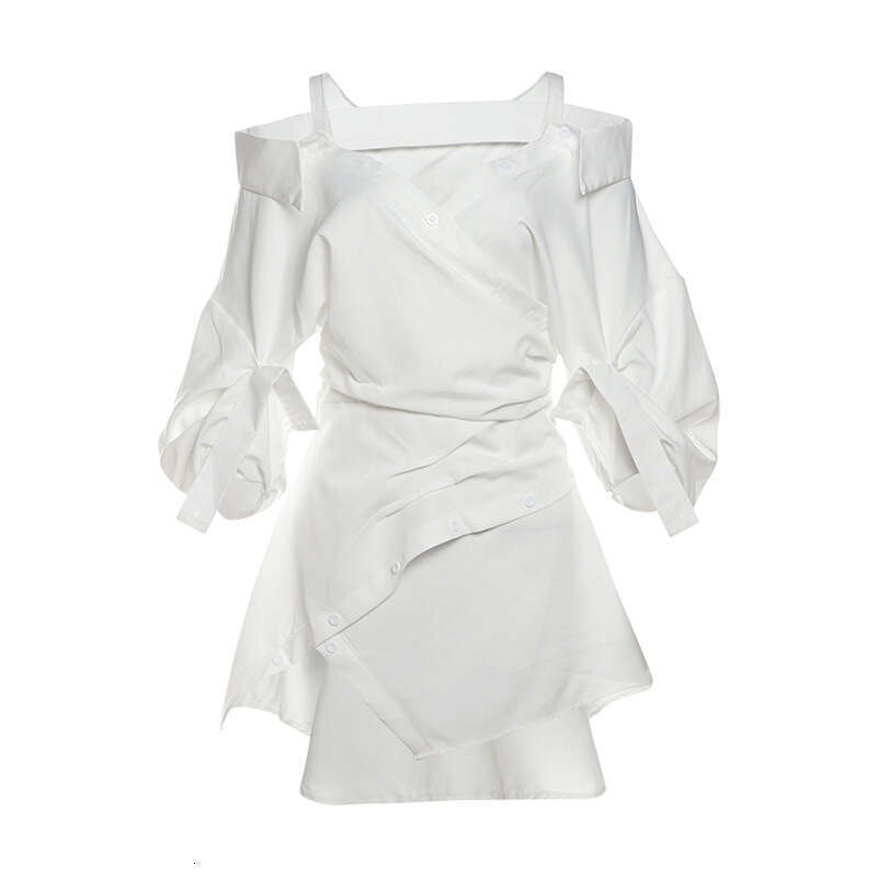 2024 Autumn New Women's Solid Color Slim High Waist Fashion V-neck Long Sleeve Strap Dress 3d9