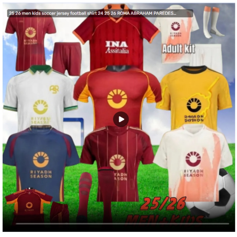 25 26 men kids soccer jersey football shirt 24 25 26 ROMA ABRAHAM PAREDES DYBALA MANCINI E. LE FEE ZALEWSKI EL SHAARAWY ROME