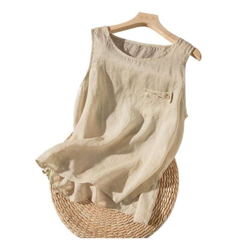 SXZY 2025 Summer Thin Cotton Linen Vest for Women Loose Fit Outer Wear Camisole Inner Layer Small Shirt Base Top Design Sense Women's Clothing