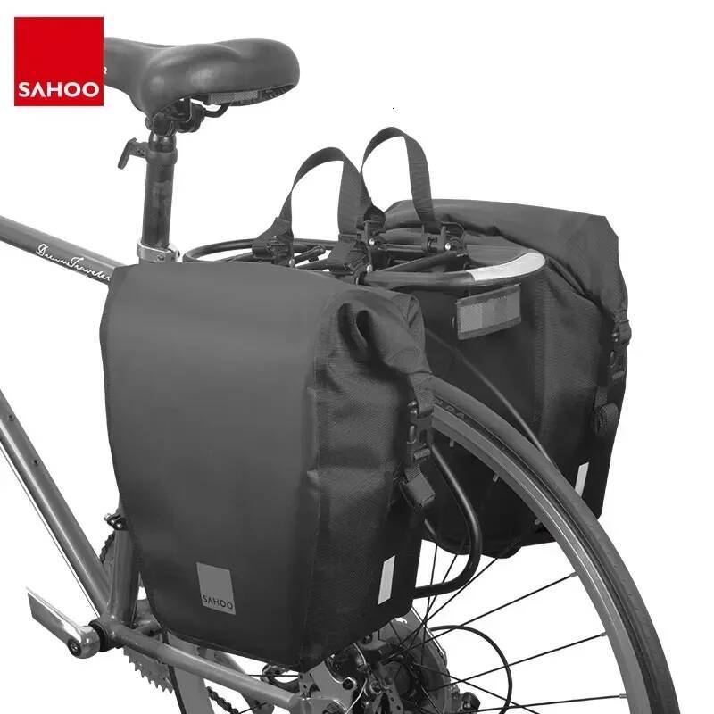 Sahoo Bicycle Rear Rack Bag W/ Shoulder Carry Belt Large Capacity 10/20L Rain Tight Taped Seaming Lage Carrier Pannier high-quality