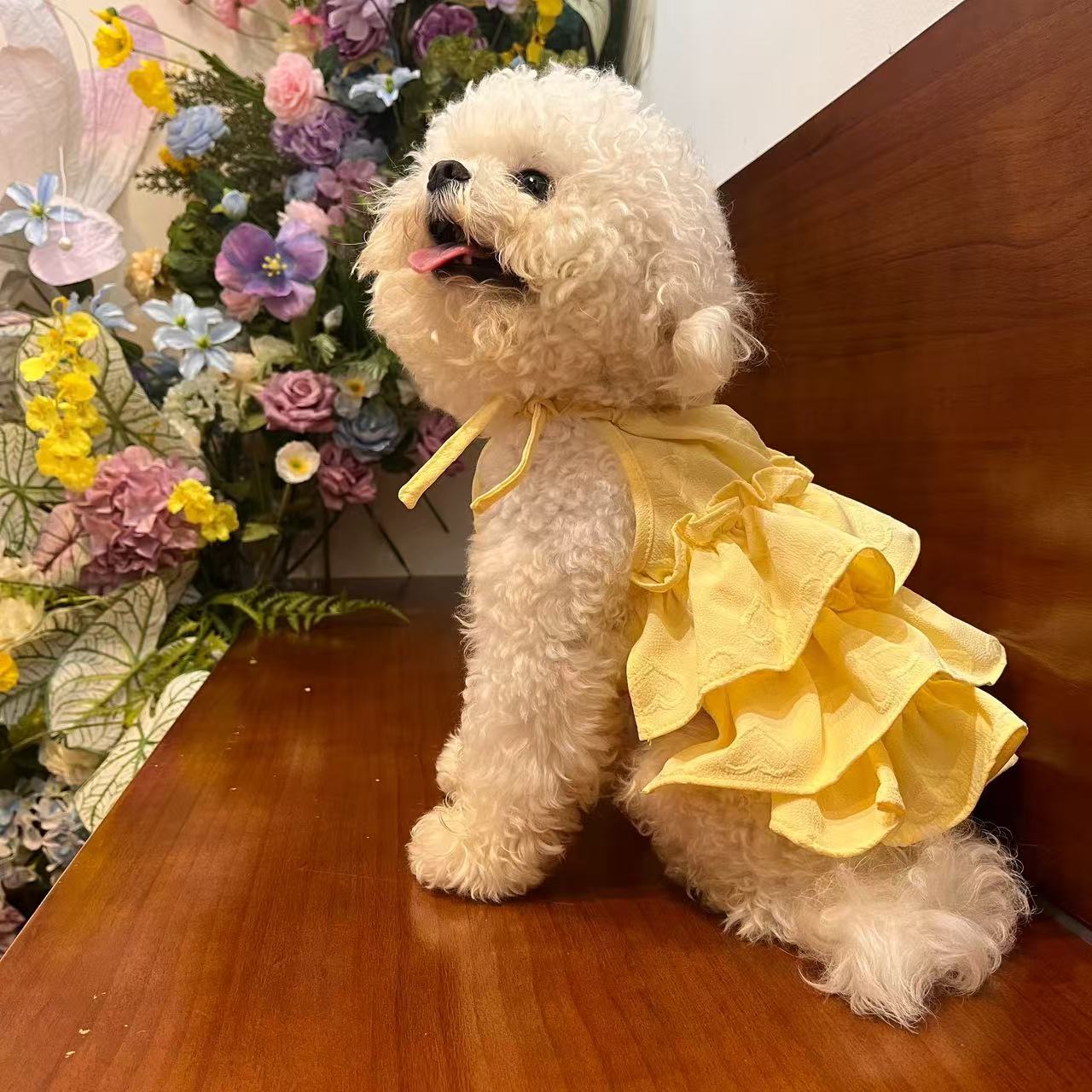 T806 New Spring and Summer Love Sling Bichon Teddy Dog Cake Skirt Butterfly