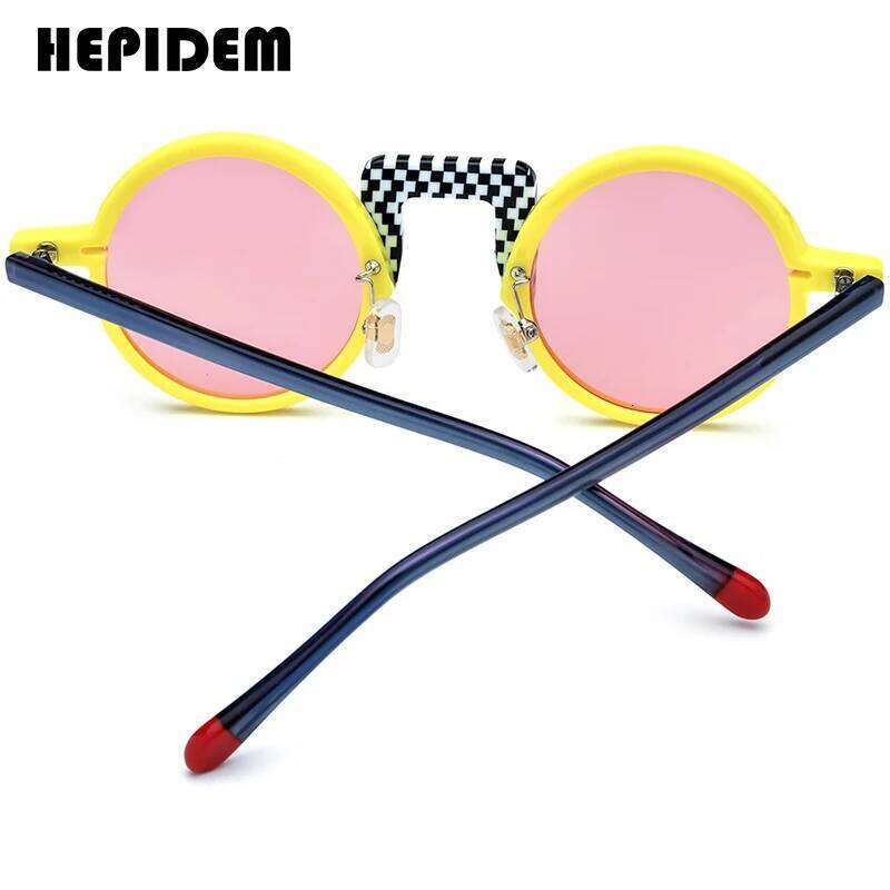 HEPIDEM Acetate Polarized Sunglasses Women New in Trendy Famous Brand Designer High-end Retro Vintage Round Sun Glasses y2k 9382