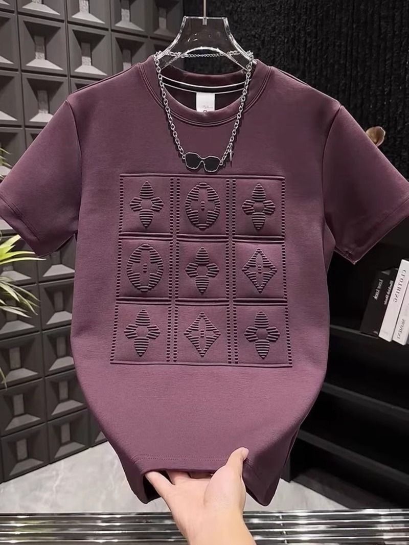 Men's T-shirt summer versatile letter steel print short sleeved fashionable casual round neck pullover top