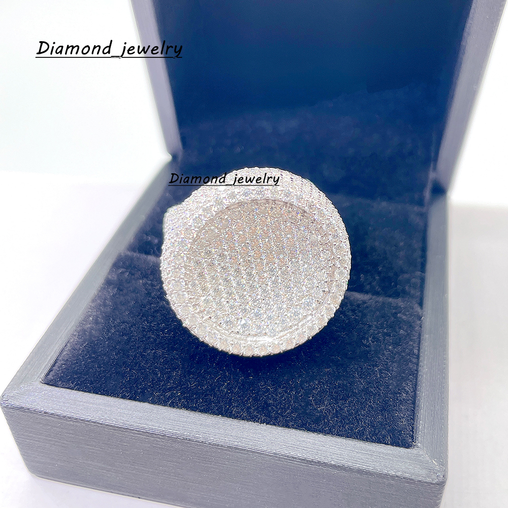 Luxury Style Custom Jewelry Silver 10k 14k 18k Vvs Moissanite Diamond Ring Men Diamond Ring Pass Diamond test Hip Hop Ring