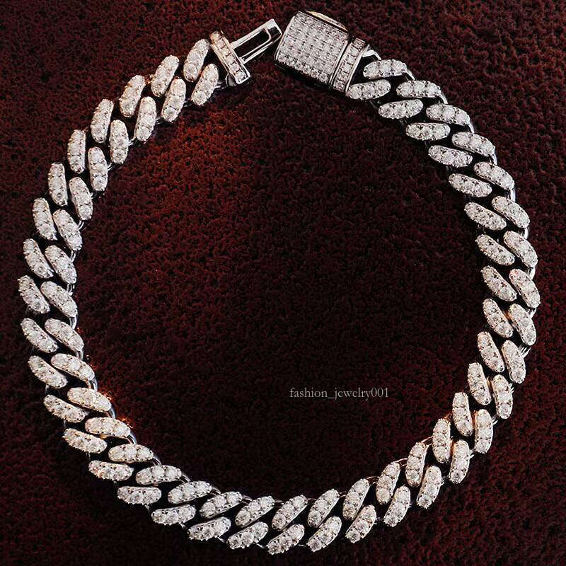 Cuba Chain 6MM sier hip hop jewelry men's bracelet cuban link chain moissanite