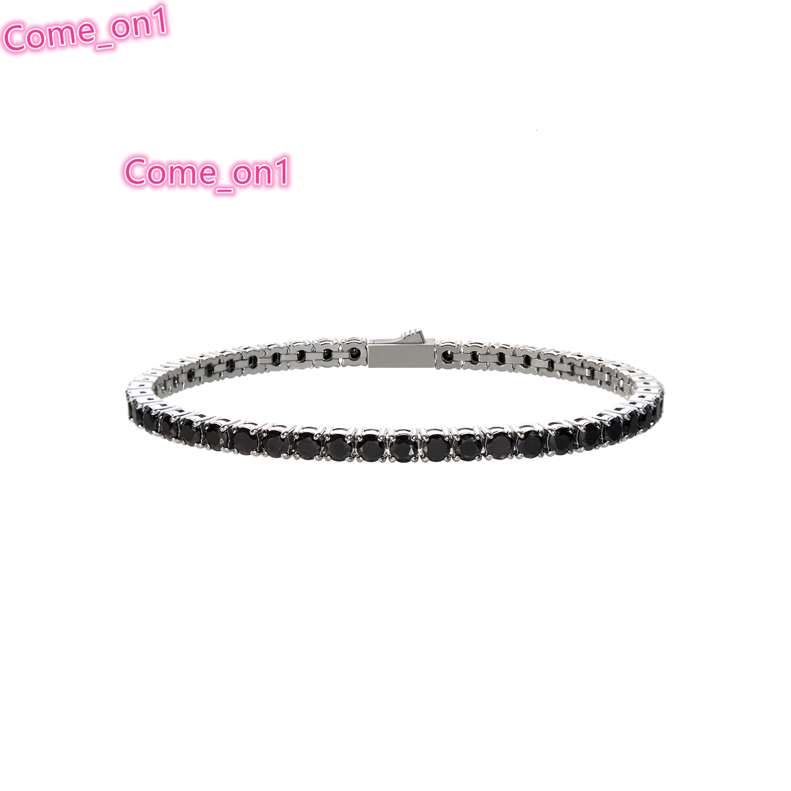Fashion Stainless Steel Pure Black Zircon Tennis Chain with Custom Length Bracelet Jewelry for Gift
