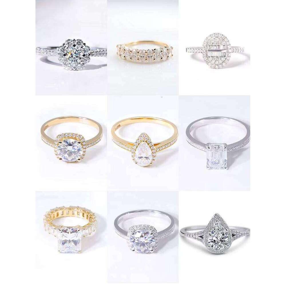 2023 New Engagement Wholesale 1.5CT Marquise Cut Rings Real Gold Lady Moissanite Ring for Wedding