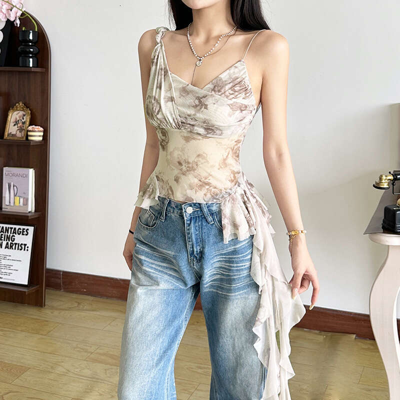 2025 Women's Independent Column Summer New Street Fashion Printed Sexy Slim Camisole for Women 8d3
