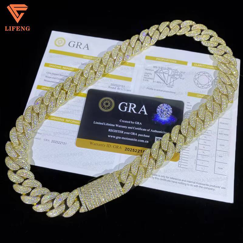Luxury Chunky Moissanite 18mm Cuban Links Top Quality Chunky Heavy Rapper Jewelry Iced Out Moissanite Diamond Cuban Link Chain