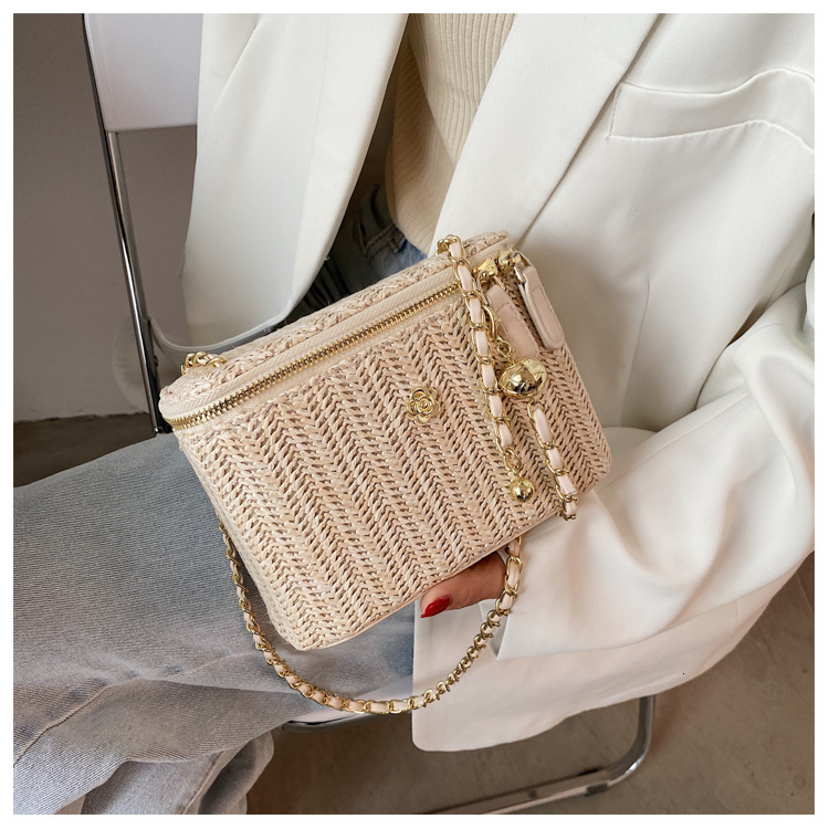 Luxury Brand Designer Bag Forest Style Straw Bag Bags Woven Handheld Box Bag Beach Shoulder Crossbody Small Style High-End Women's Bag