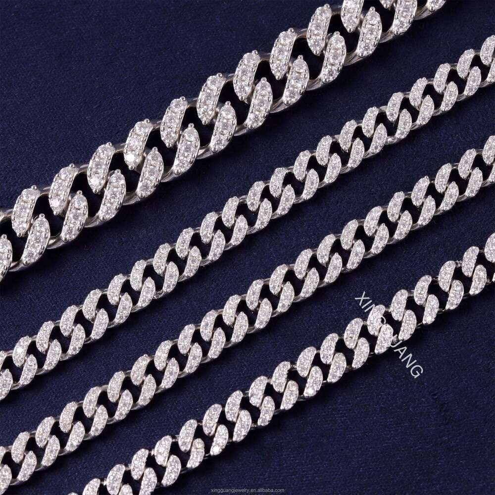 XG RTS Hot Sale Single Row Moissanite Sterling Sier Dia Cuban Chain Fine Jewelry Bracelets Bangle