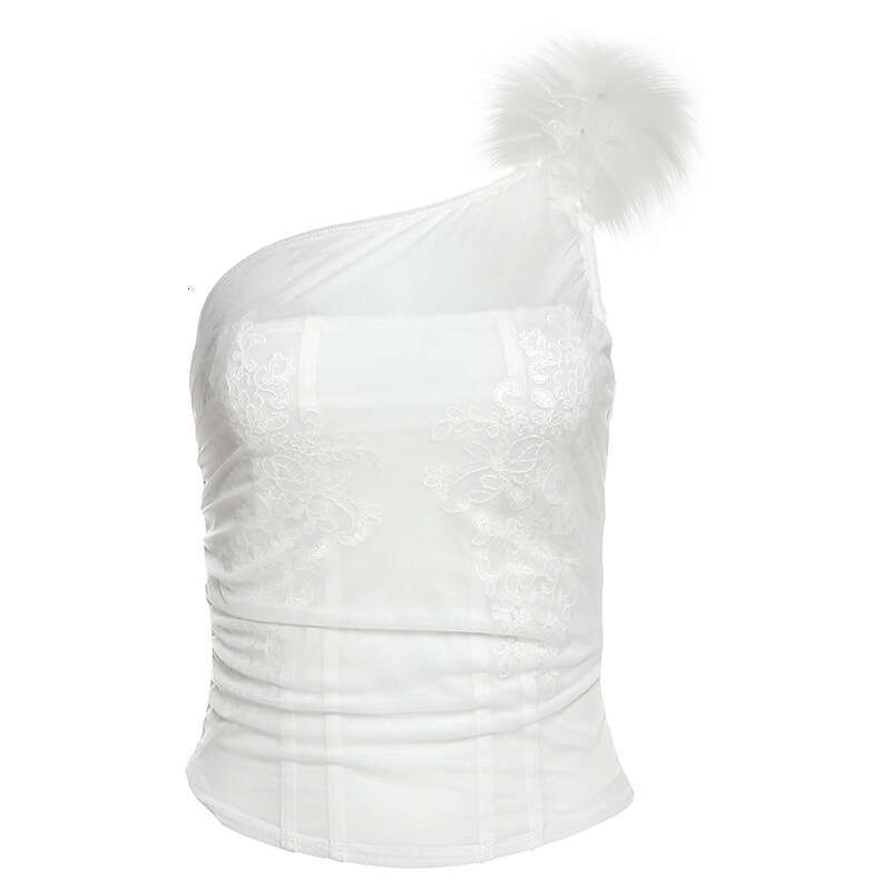 2025 Spring New Women's Solid Color Slim Fit Street Fashion Single Shoulder Sleeveless Backless Vest 5b2