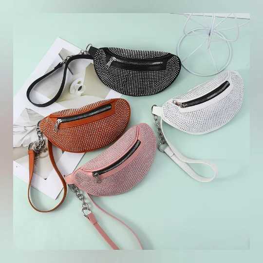 Wen Waist Bag Fl Diamond Luxury Fanny Pack Chain Waist Shoulder Crossbody Ch Bags Fi Banana Belt Bag Hip Bum Purse Y250724