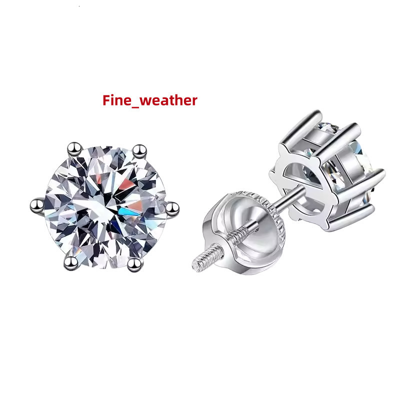 Moissanite Silver Stud Earrings 1Ct Hypoallergenic 925 Sterling Silver Stud With GRA Certificate