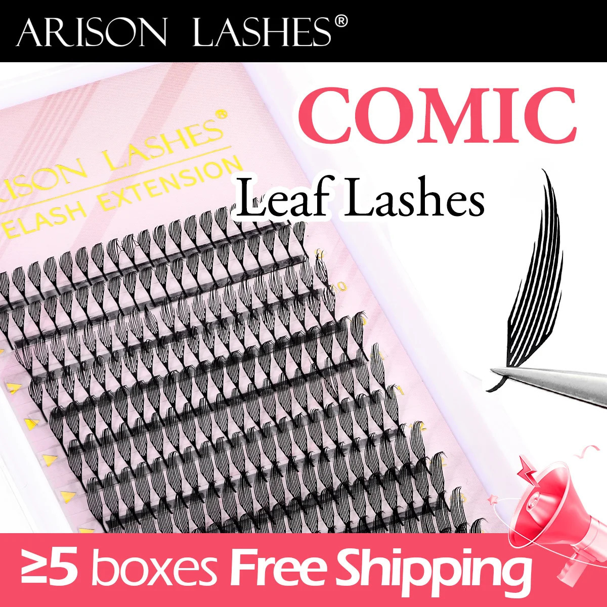 ARISON Comic Leaf Lashes Plume Spire Premade Fan Eyelash s Automatic Flowering Individual Volume False 250714