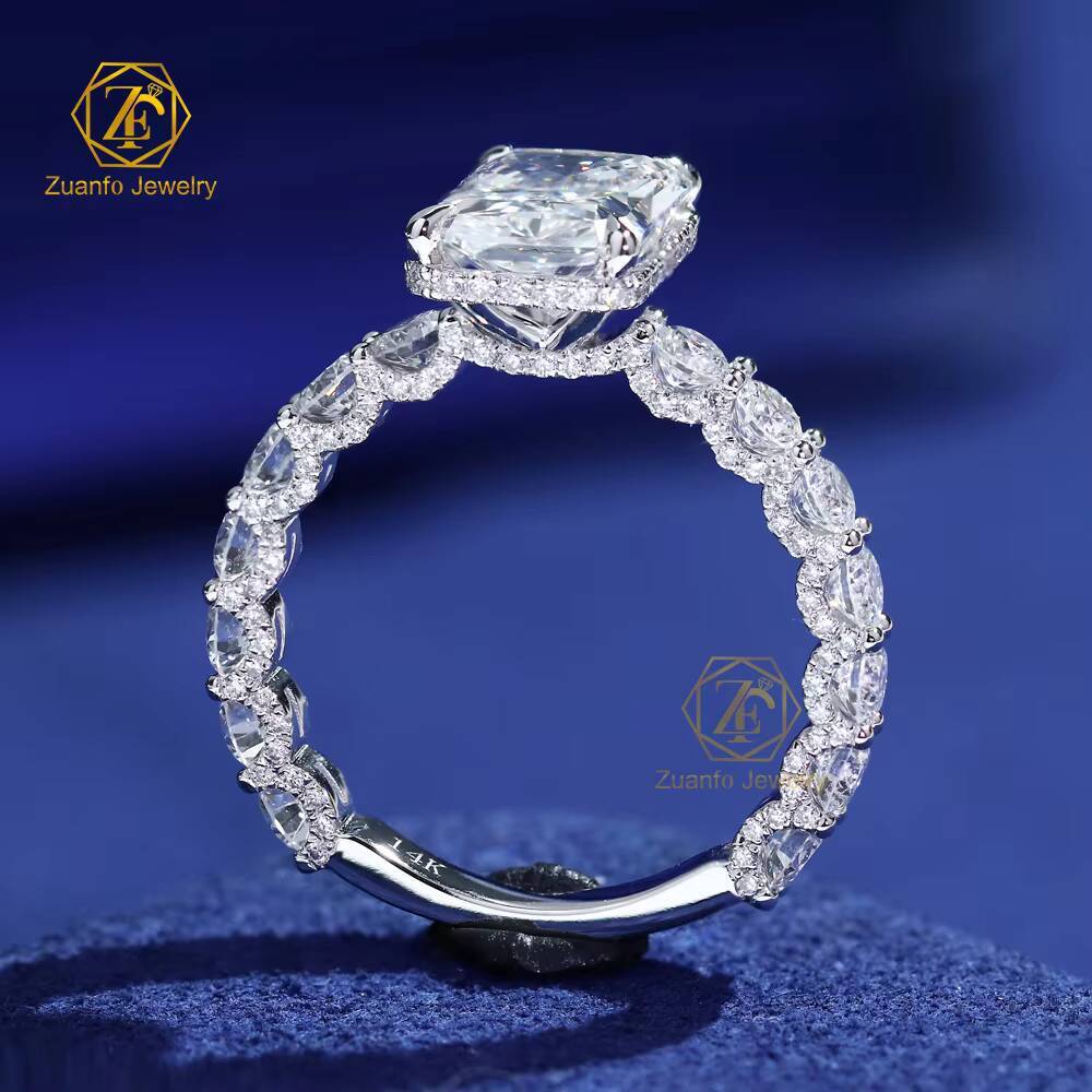 Factory Custom GIA IGI Certified VVS CVD Lab Grown Created Diamond 10k 14k 18k Gold Radiant Cut 1-3CT Wedding Engagement Ring