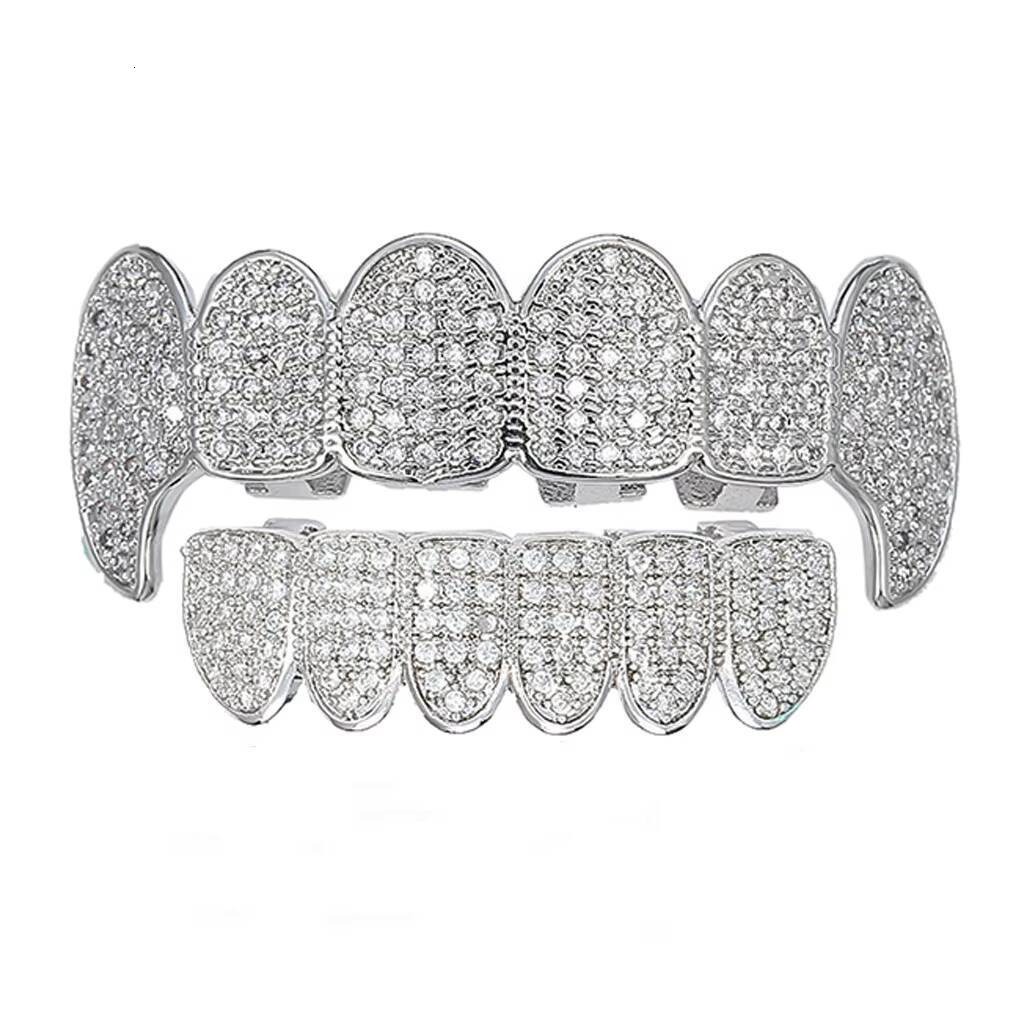 Custom Hip Hop Teeth Silver Grillz Iced Out Vvs Natural Diamond Moissanite Grillz for Teeth