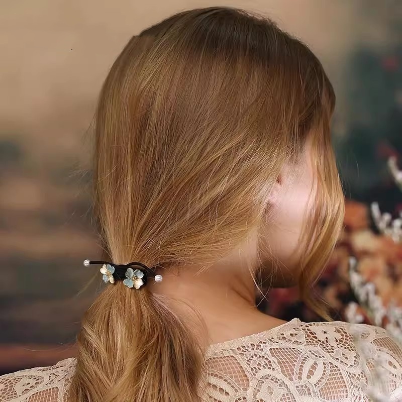 Elegant Twofold Blossom Headpiece & Braid Holder: Feminine Decorative Hair Cord Bands