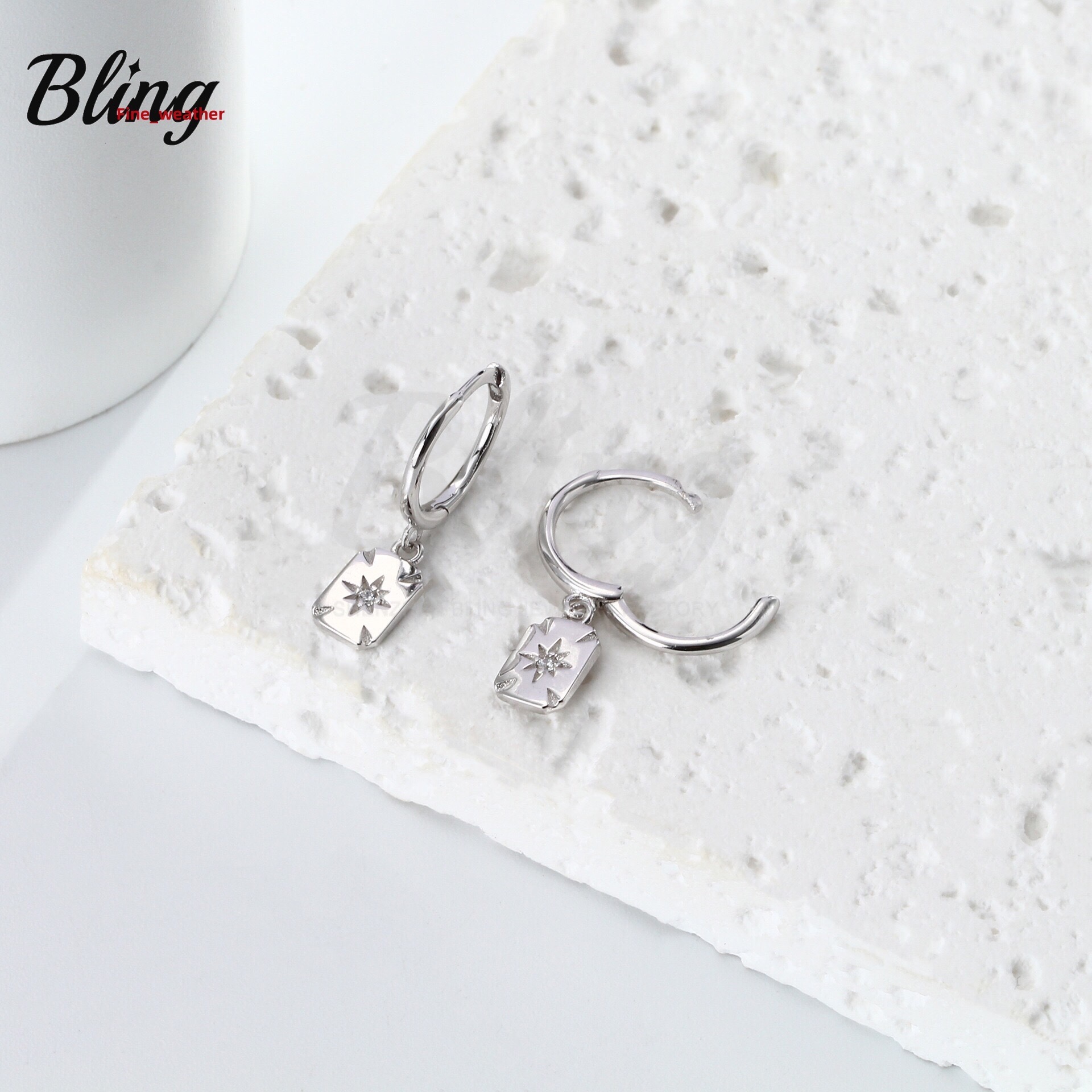 BLING Custom Diamond Moissanite Earrings S925 Sterling Silver Women Hoop Earrings Gold Plated Star Stud Earrings with Zircon