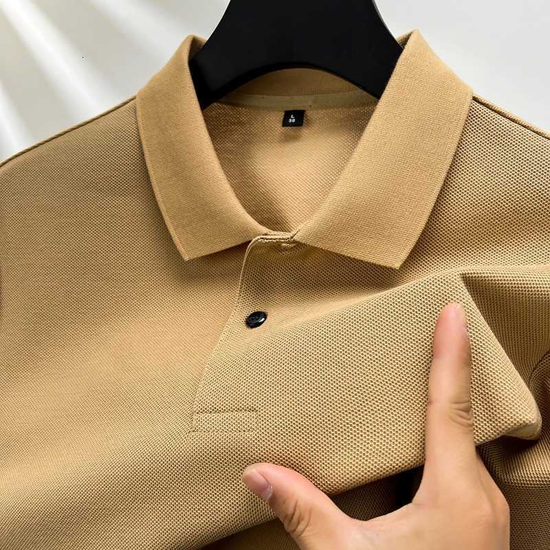 Mens Polo T-shirt 100% Cotton 2024 Summer Fashion Casual Short Sleeve Polo Shirt Lapel Wear Solid Color Top Tees XJ250725
