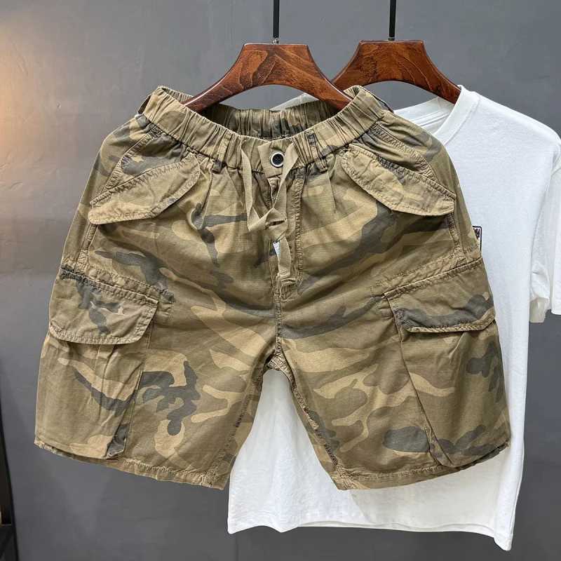 2025 Summer New Japanese Retro Camouflage Cargo Shorts for Men Loose American Casual Five-Point Shorts W250724