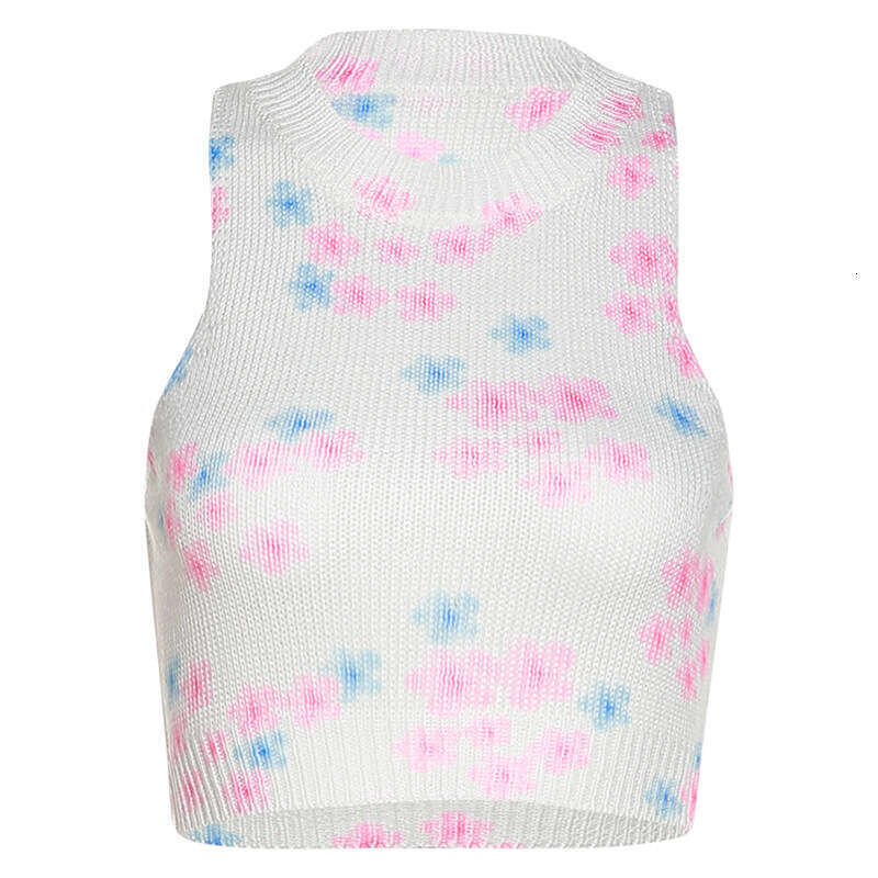 2022 Summer New Women's Fashion Street Style Slim Fit Floral Sleeveless Crop Top Vest for Women 9f4