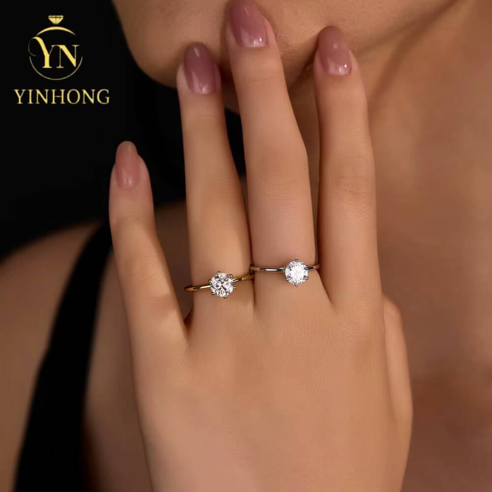 18k Gold Plated Fashion Silver Jewelry 1ct Moissanite 925 Sterling Silver Ring
