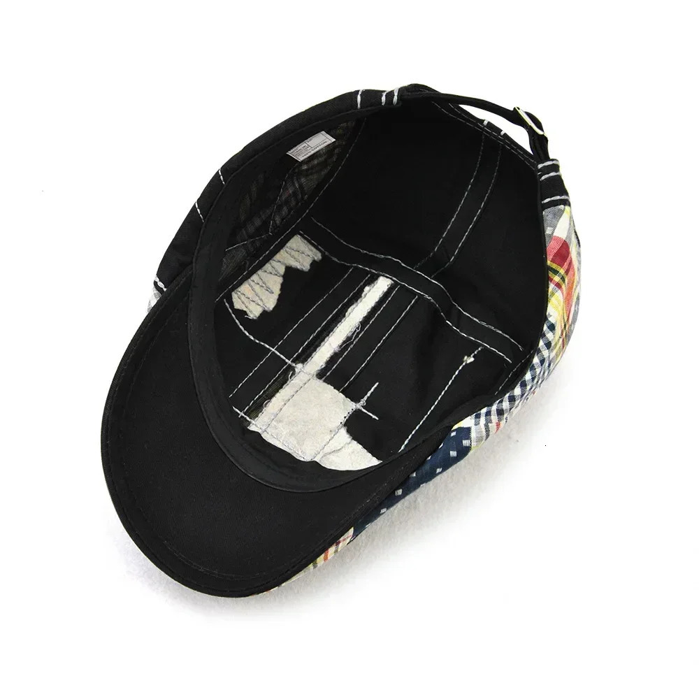 TOHUIYAN Plaid Cotton sboy Cap Men Casual Ivy Hat Duckbill Visor Cabbie Hats Summer Gorras Planas Flat Cap For Women Hat 250723