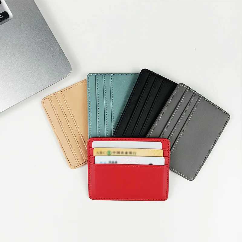 Colorful PU Leather Card Wallet - Compact Business Card Holder for Men Women Z250725