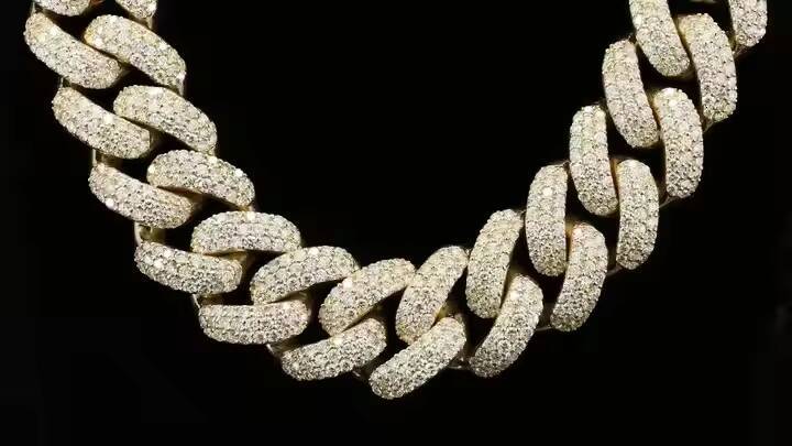 Wholesale Custom-Size Cuban Hip Hop Chain 925 Sterling Silver Iced Moissanite Diamonds Gold for Weddings Trending Hip Hop Style