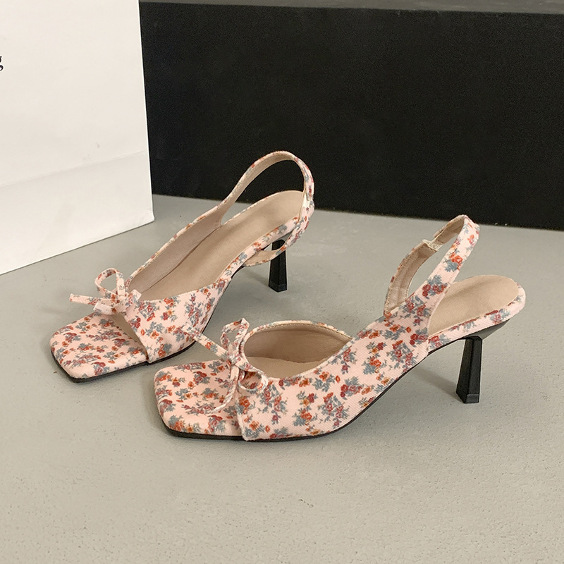 Ddmysports Butterfly Knot Back Thin Heel Sandals For Women Summer New Style One Strap Elegant Open Square Toe High Heels Outdoor Shoes