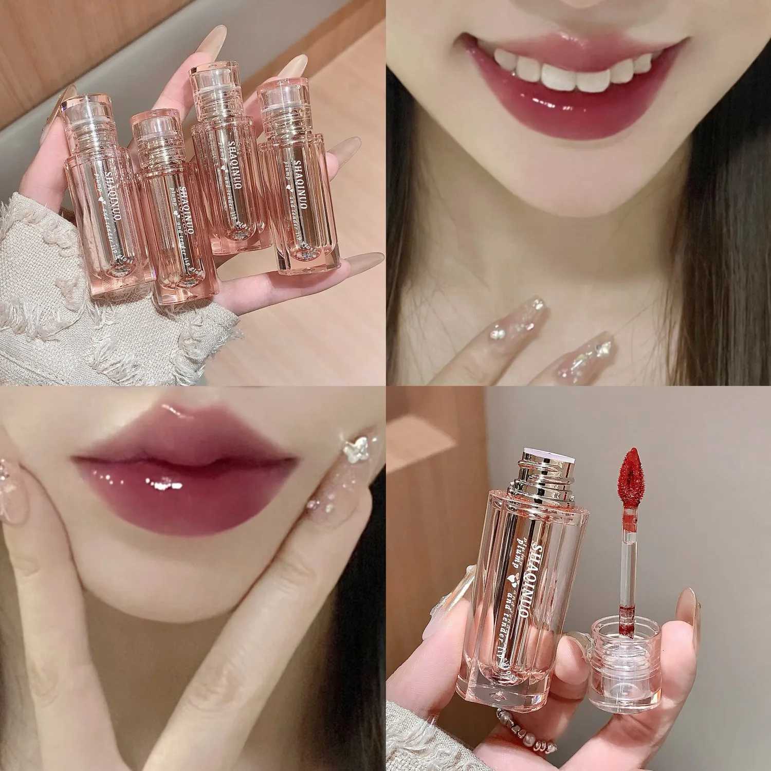 Ice Transparent Lip Gloss Water Light Lip Glaze Lasting Hydration Clear Mirror Liquid Lipstick Moisturizing Non-stick Cup MakeupXJ250724